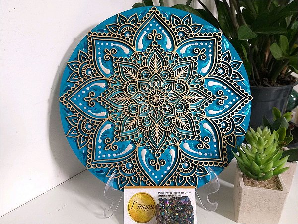 Mandala Duo Azul Turquesa 25cm