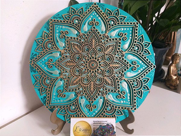 Mandala Duo Verde Turquesa 25cm