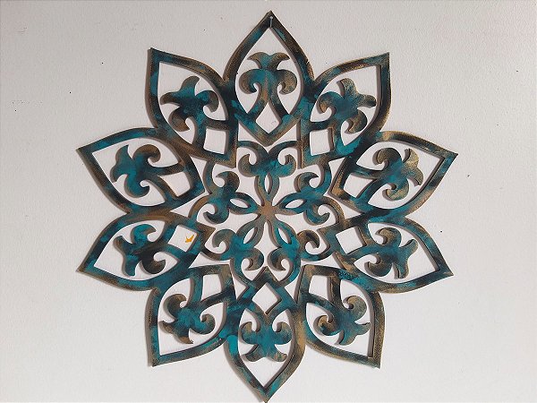 Mandala LTA36 40cm | azul turquesa e dourado