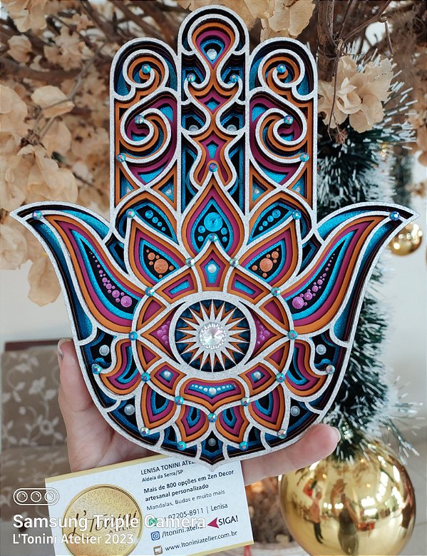 Mão de Hamsa 3D 20cm | Colors