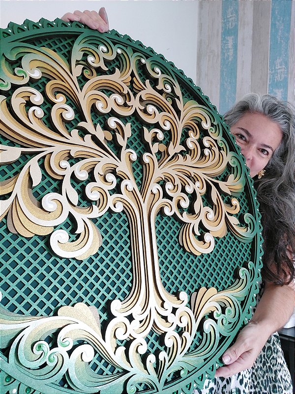 Mandala 3D 6C Árvore da Vida | Green (do 25cm ao 90cm)