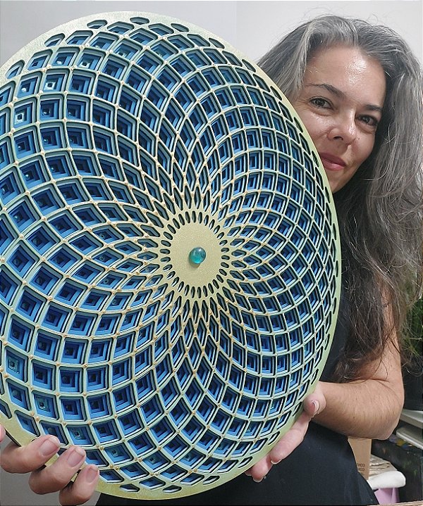 Mandala 3D 5C Torus  | Chama Azul (do 30cm ao 90cm)