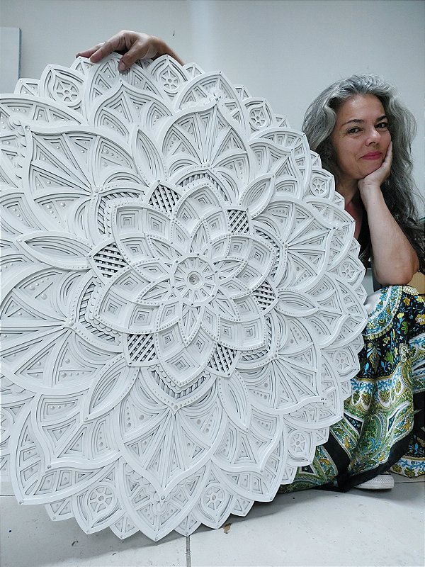 Mandala 3D 9C Dhalia | Off White (do 25cm ao 90cm)