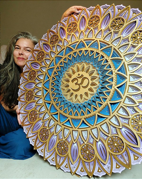 Mandala 3D 7C OM | Paleta Azul/Violeta (do 40cm ao 90cm)