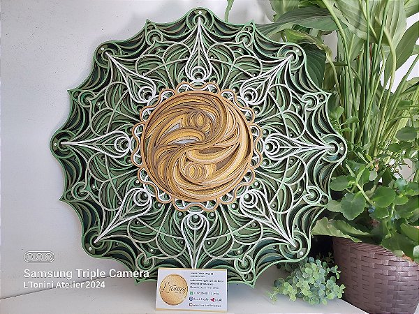 Mandala 3D 7C Yin Yang | Verde orégano (do 30cm ao 80cm)