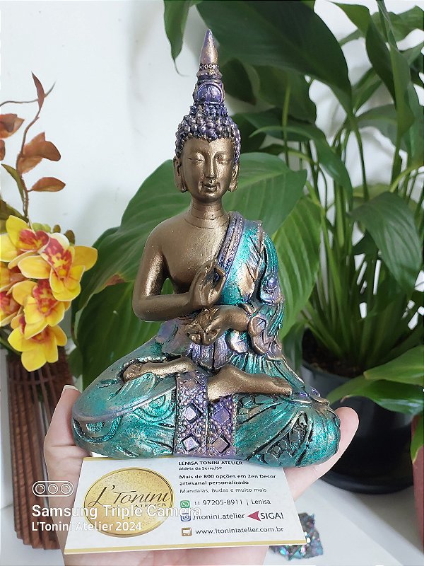 Buda 18cm | Bronze, verde e violeta
