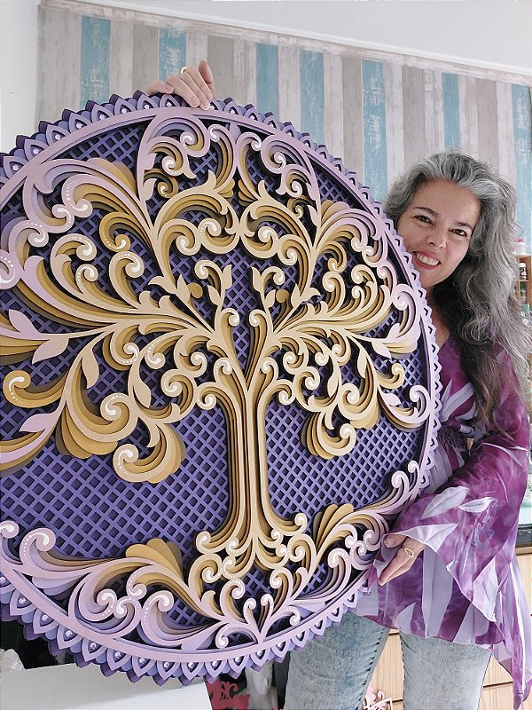Mandala 3D 6C Árvore da Vida | Violeta (do 25cm ao 90cm)