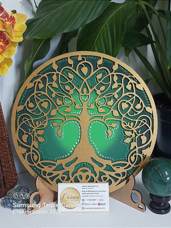 Mandala Duo Árvore da Vida | tons de verde (do 25cm ao 90cm)