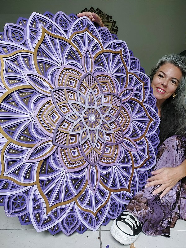 Mandala 3D 9C Dhalia | Chama Violeta (do 25cm ao 90cm)