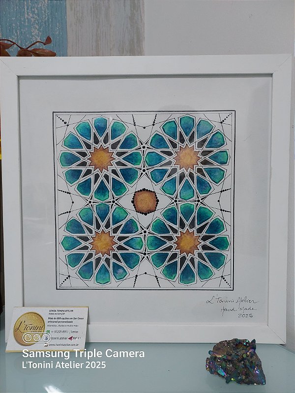 Mandala Jardim de Marrakesh em Aquarela 30x30cm