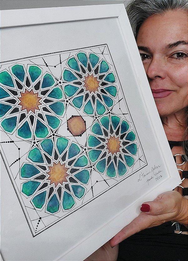 Mandala Flor de Marrakesh em Aquarela 30x30cm