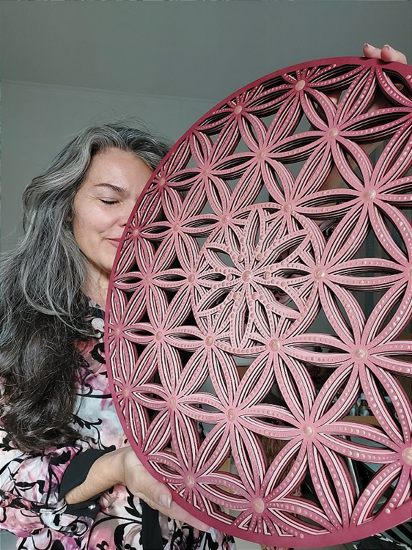Mandala 3D 4C Flor da Vida Rose (do 30cm ao 90cm)