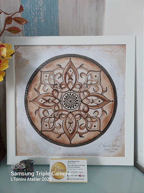 Mandala Stucco em Aquarela 30x30cm