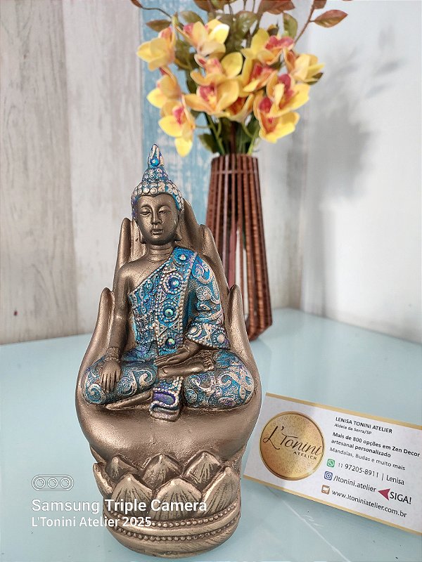 Buda 18cm | Bronze, azul e violeta