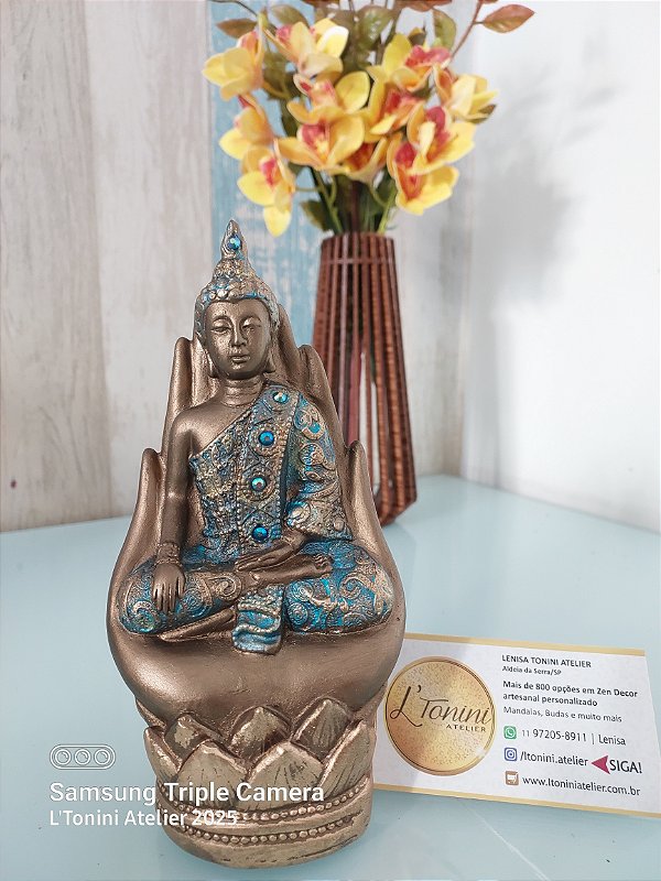 Buda 18cm | Bronze e turquesa