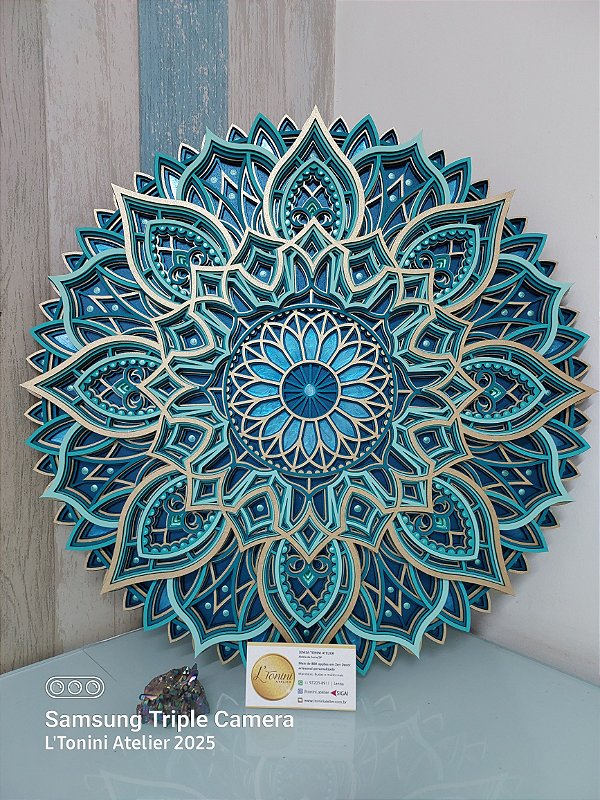 Mandala 3D 7C Flor de Gaia | Turquesa (do 40cm ao 90cm)