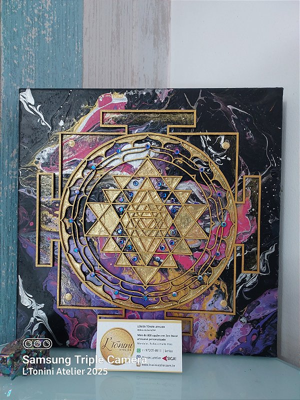 Painel Sri Yantra 30x30x4cm