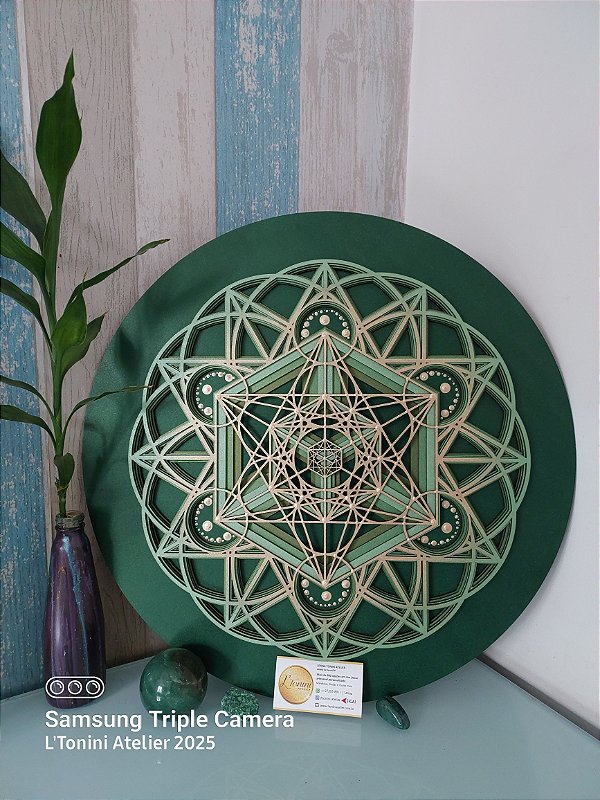 Mandala 3D 5C Cubo de Metatron | Verde (do 25cm ao 90cm)