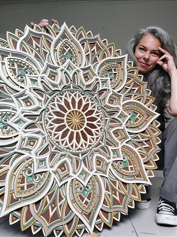 Mandala 3D 7C Flor de Gaia | Natureza (do 40cm ao 90cm)