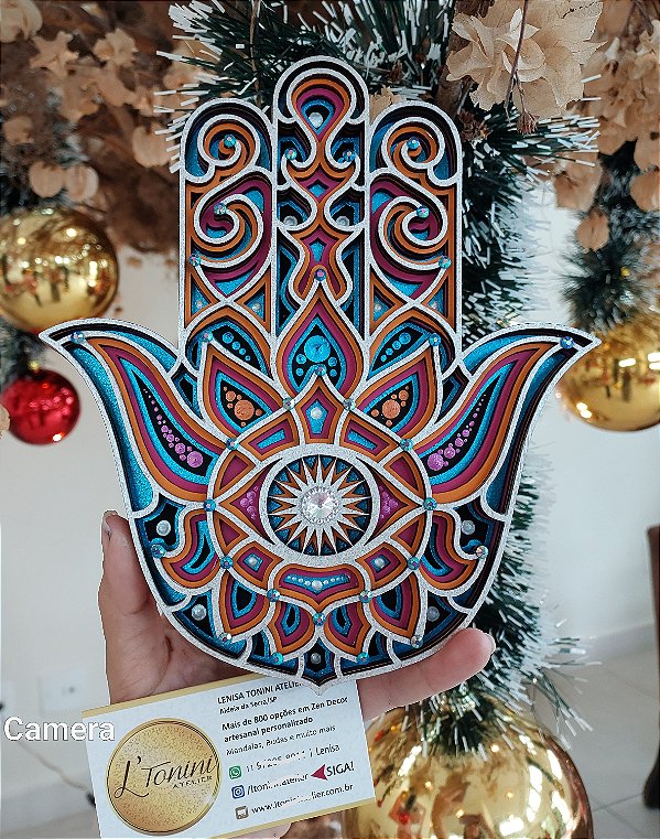 Mão de Hamsa 3D 5C Laranja (do 20cm ao 90cm)