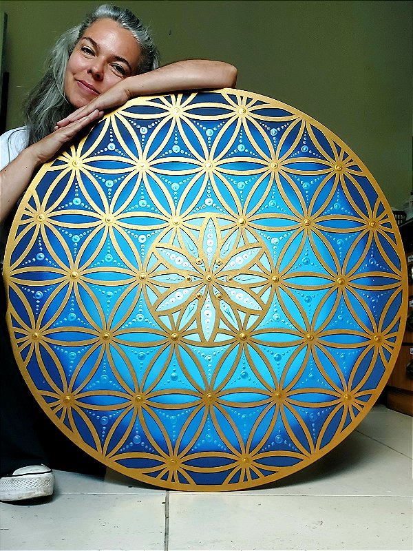 Mandala Duo Flor da Vida | Tons de azul (do 25cm ao 90cm)