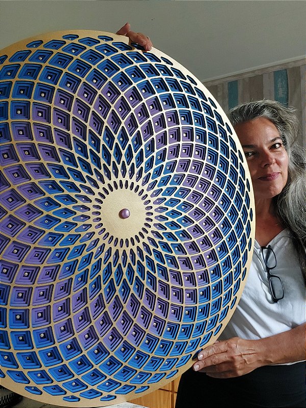 Mandala 3D 5C Torus | Violeta e azul (do 40cm ao 90cm)
