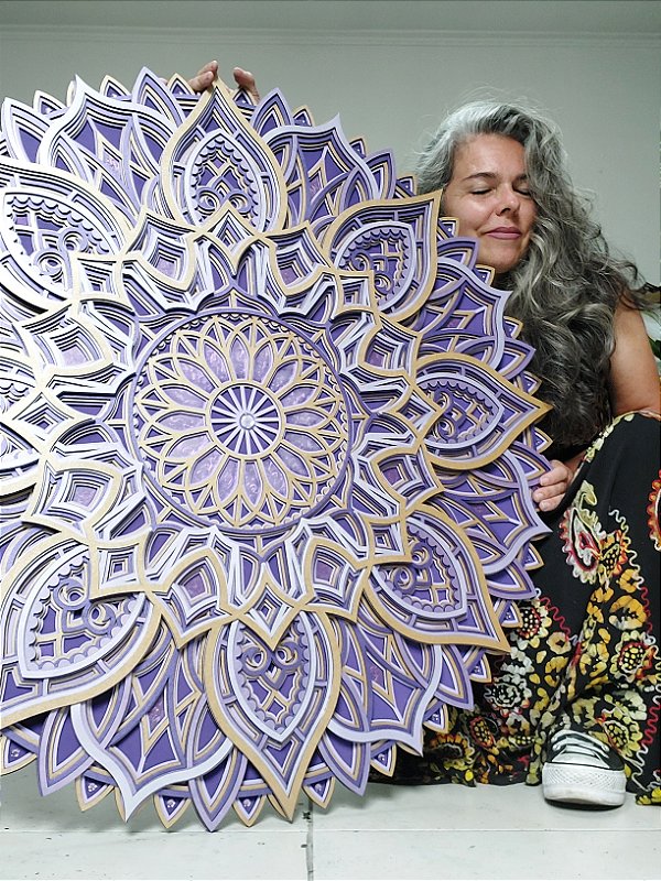 Mandala 3D 7C Flor de Gaia | Violeta (do 40cm ao 90cm)