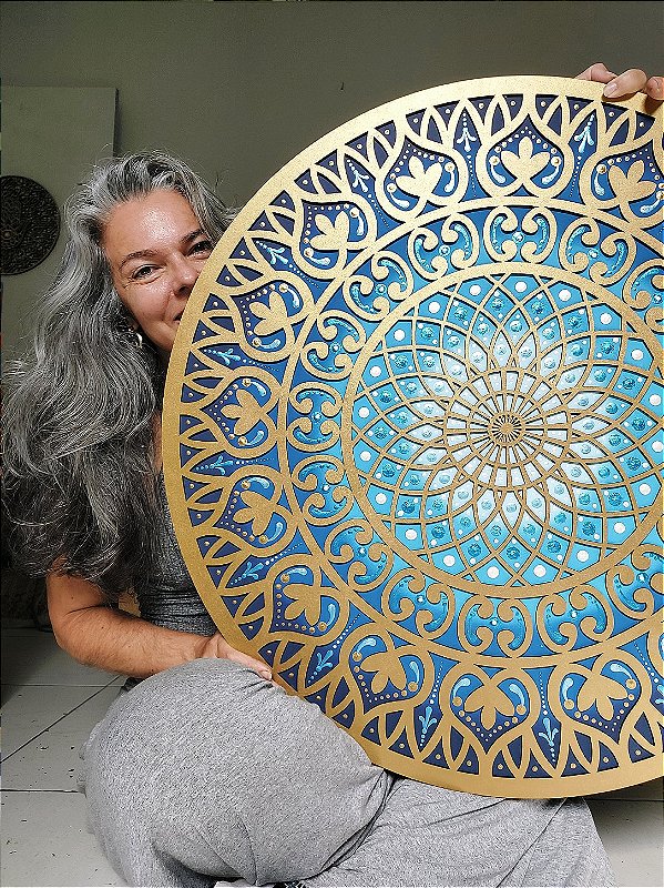 Mandala Duo Torus Gold Blue 2 70cm