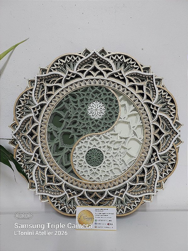 Mandala 3D 8C Yin Yang | Natureza (do 25cm ao 90cm)