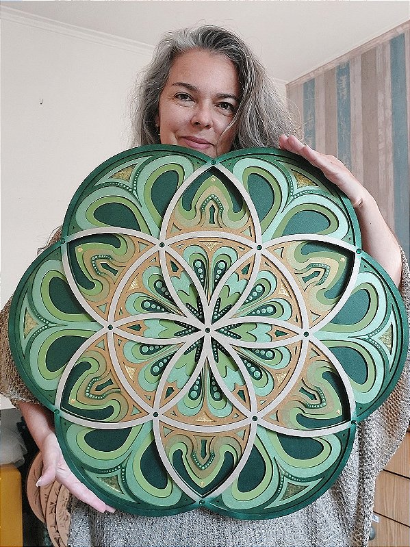 Mandala 3D 5C Semente da Vida 60cm | Folhas