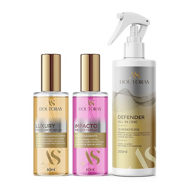Kit Protection - Leave-in Defender + Óleo Reparador Luxury + Perfume Capilar Impacto | As Doutoras