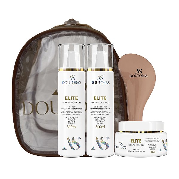 Kit Elite - Shampoo + Condicionador + Máscara + Escova Perfumada Nude | As Doutoras