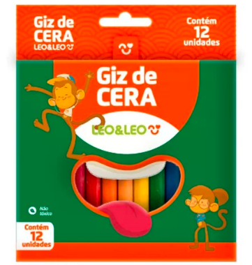 GIZ DE CERA 12 CORES FINO 8X88MM - LEOELEO
