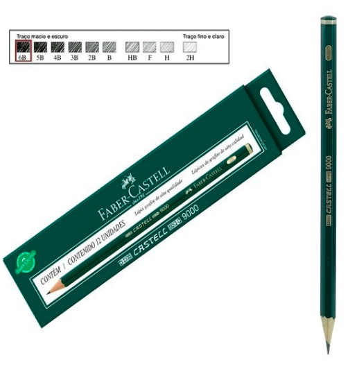 Lápis de Escrever Grafite 6B 9000 - Faber Castell