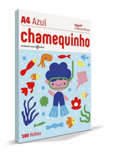 Papel Sulfite A4 Colorido Chamequinho 75 g Azul  c/100fls- Chamex