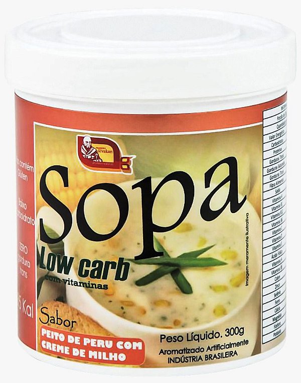 Sopa low carb, sabor Peito de peru com creme de milho 300g com vitaminas e baixo carboidratos auxila na dieta