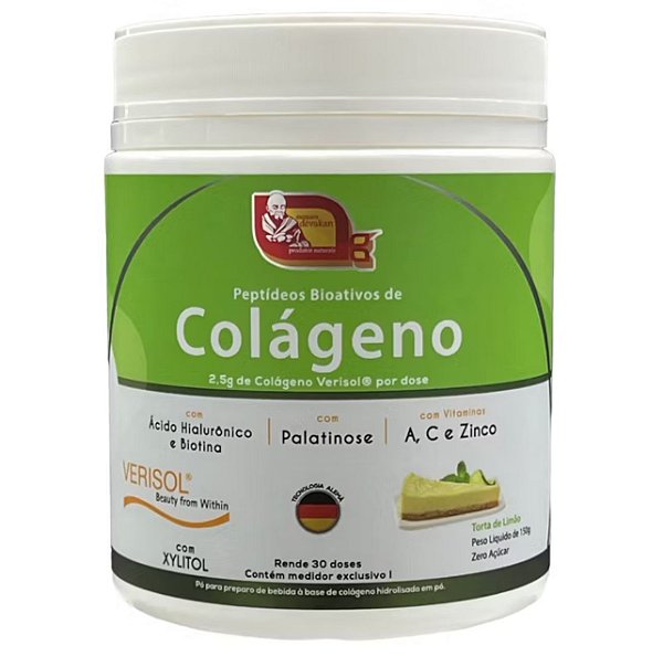 Colágeno Hidrolisado Verisol, com Biotina, Ácido Hialuronico, Palatinose e Vitaminas. Sabor: Torta de Limão.