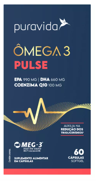 Omega 3 Pulse com Coenzima Q10 60 Capsulas Puravida