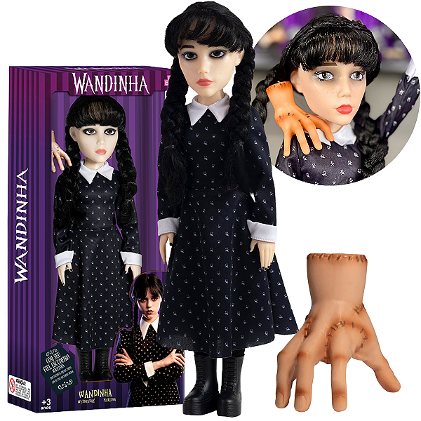 Boneca Wandinha Addams + Mãozinha - Boneca Original Vandinha