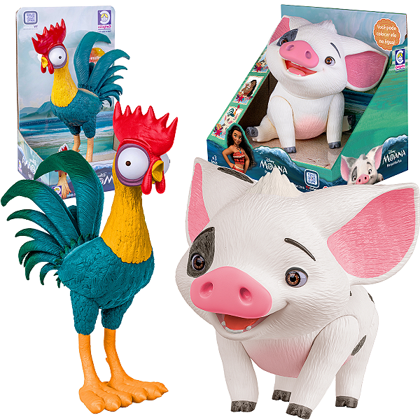 Kit Coleção Moana - Galo Hei Hei - Porco Puá