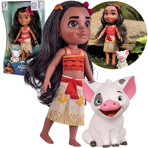 Boneca Da Moana Princesa Disney 36 Cm E Porco Pua Original