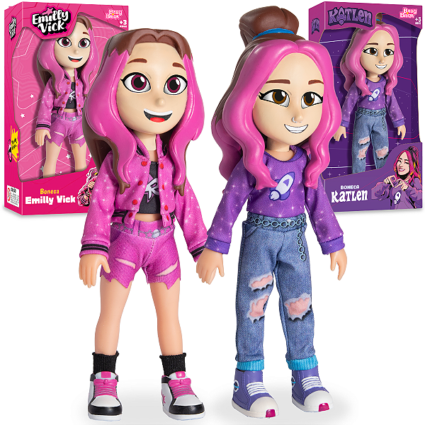 Bonecas Emilly Vick e Katlen Youtuber Dos Rosa