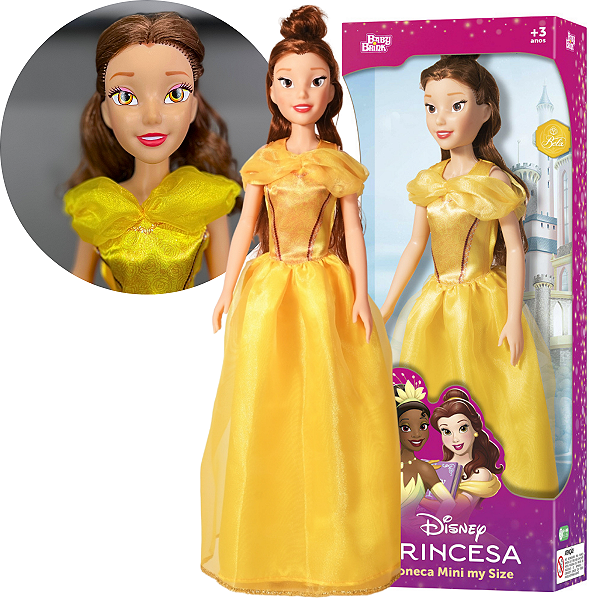 Boneca Bela Mini My Size Disney 55 Cm Articulada Vinil