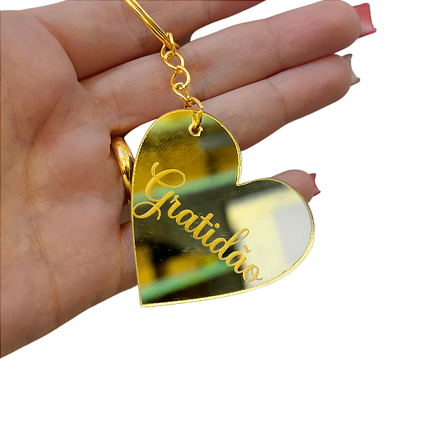 Chaveiro de Coração Gratidão  5 cm