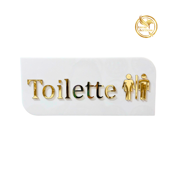 Placa Toilette em Acrílico espelhado 30x13 cm
