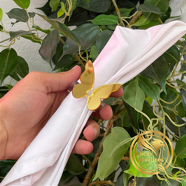 KIT COM 10 PORTA GUARDANAPOS DE BORBOLETA EM ACRÍLICO 4 X 4 CM