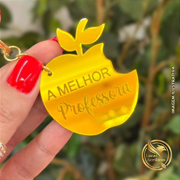 KIT 10 CHAVEIROS DIA DOS PROFESSORES PERSONALIZADOS MAÇA 5X5 CM