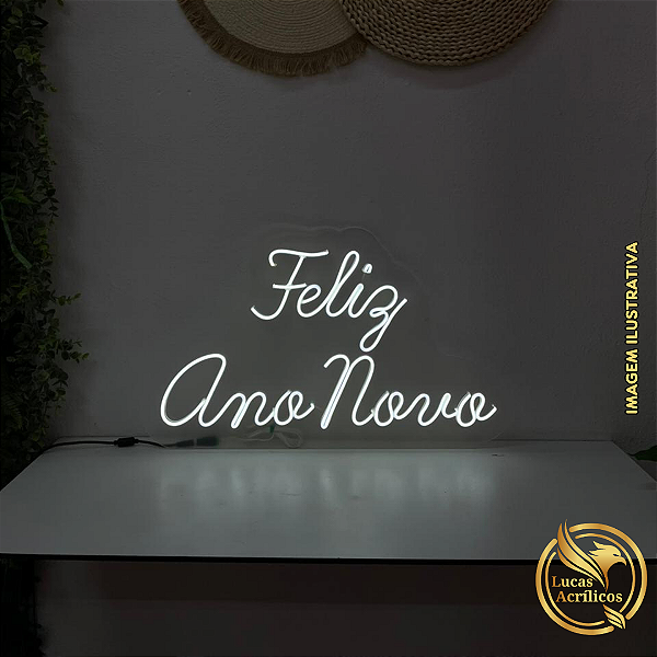 FELIZ ANO NOVO EM LED 59 X 35 CM