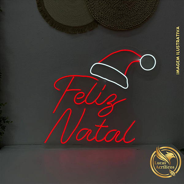 FELIZ NATAL EM LED 52 X 52 CM