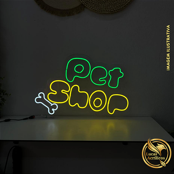 PET SHOP EM LED PERSONALIZADO 60 X 44 CM